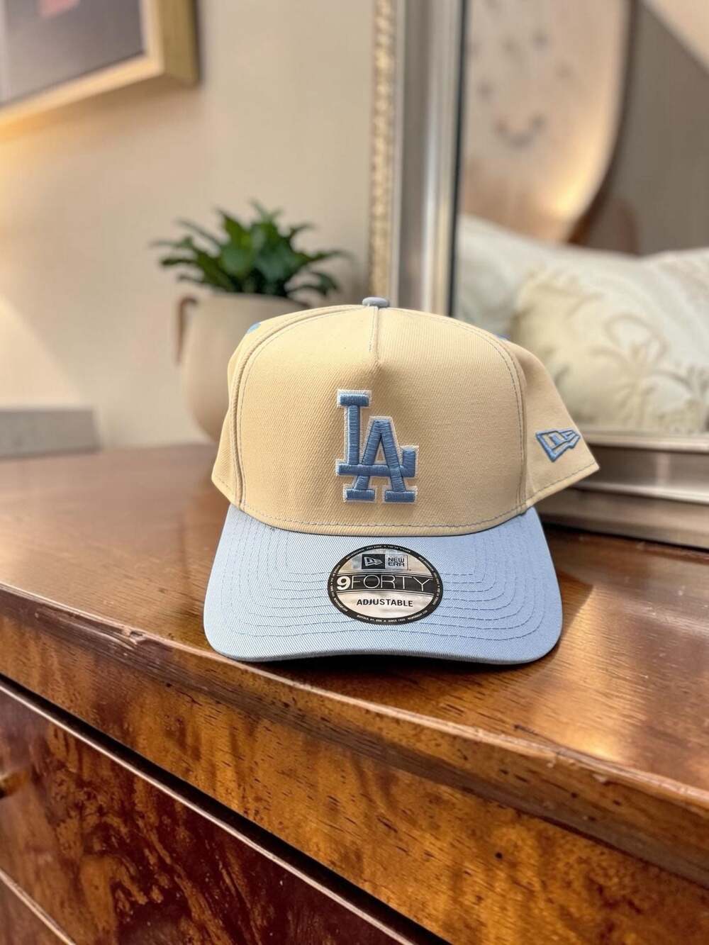New Era Los Angeles Dodgers 9FORTY Adjustable Hat Tan and Light Blue